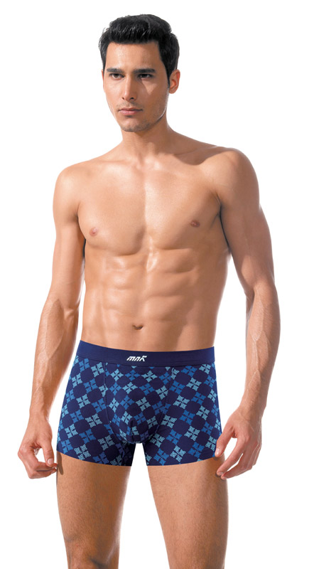 男(nán)粘膠包布頭印花(huā)平腳褲